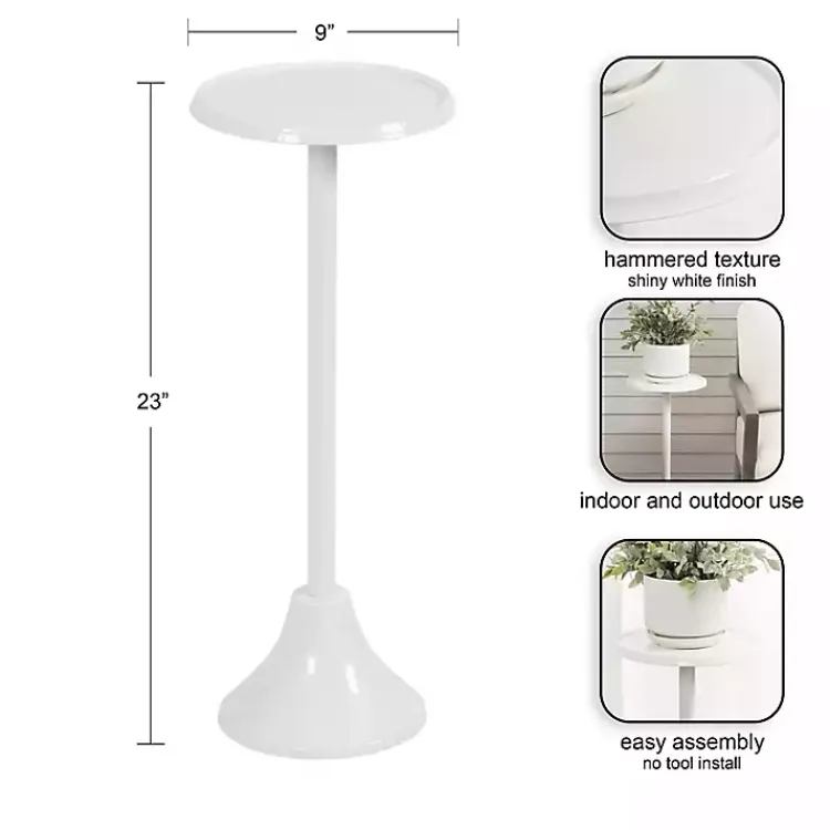 Kirklands Home Round Metal Layla Accent Table White New