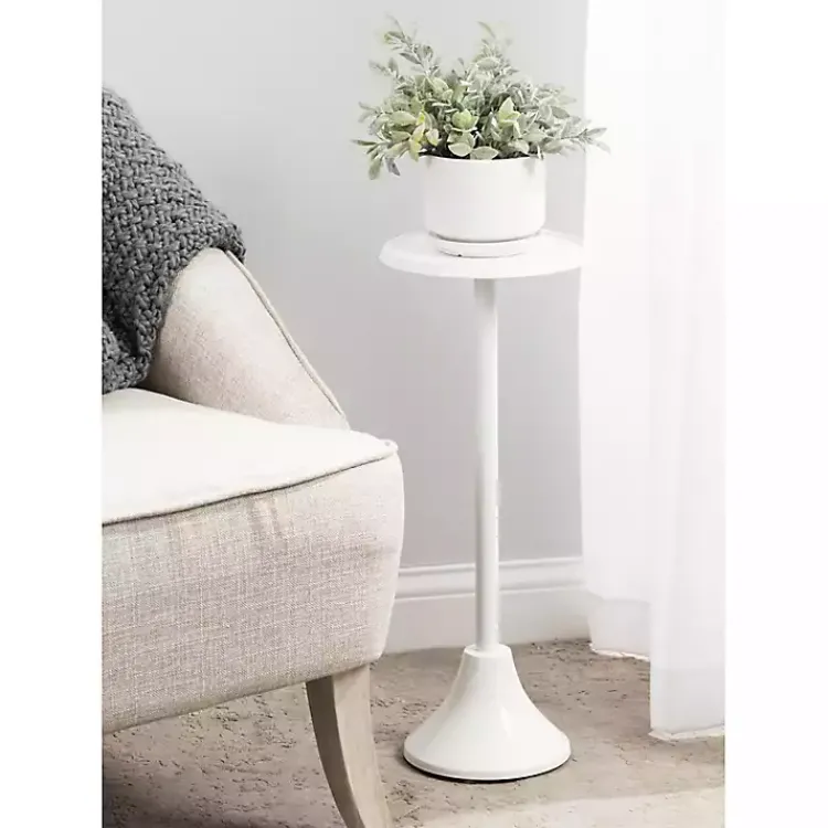 Kirklands Home Round Metal Layla Accent Table White New