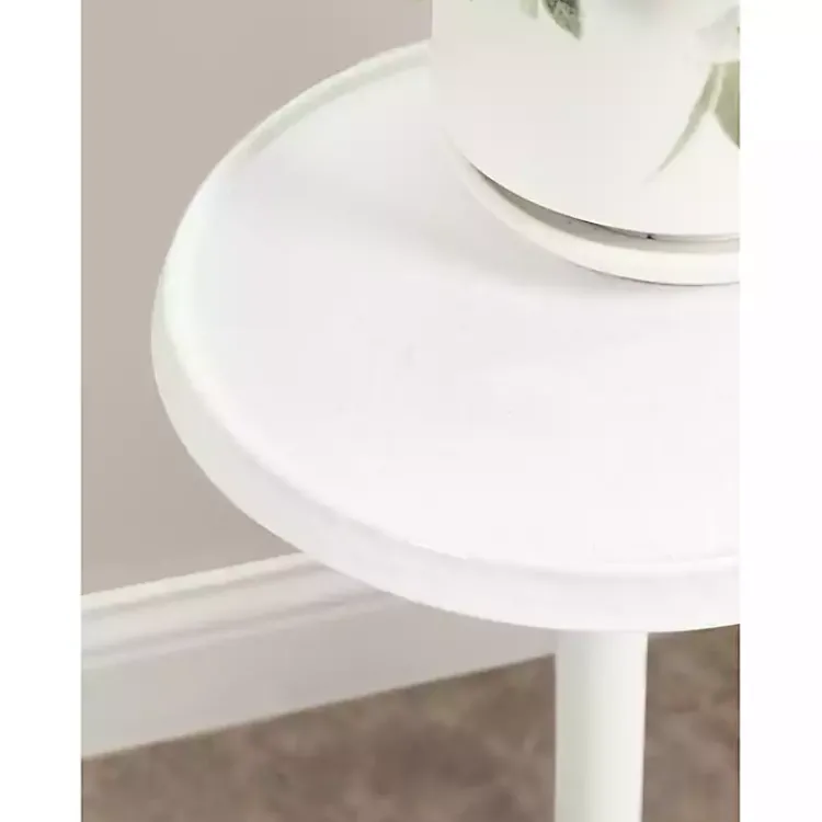 Kirklands Home Round Metal Layla Accent Table White New