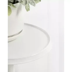 Kirklands Home Round Metal Layla Accent Table White New