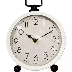 Decorative Accents>Kirklands Home Round White Metal Tabletop Clock