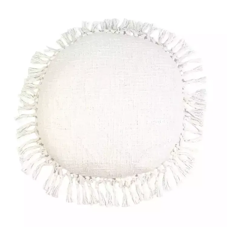 Pillows>Kirklands Home Round Tassel Pillow White
