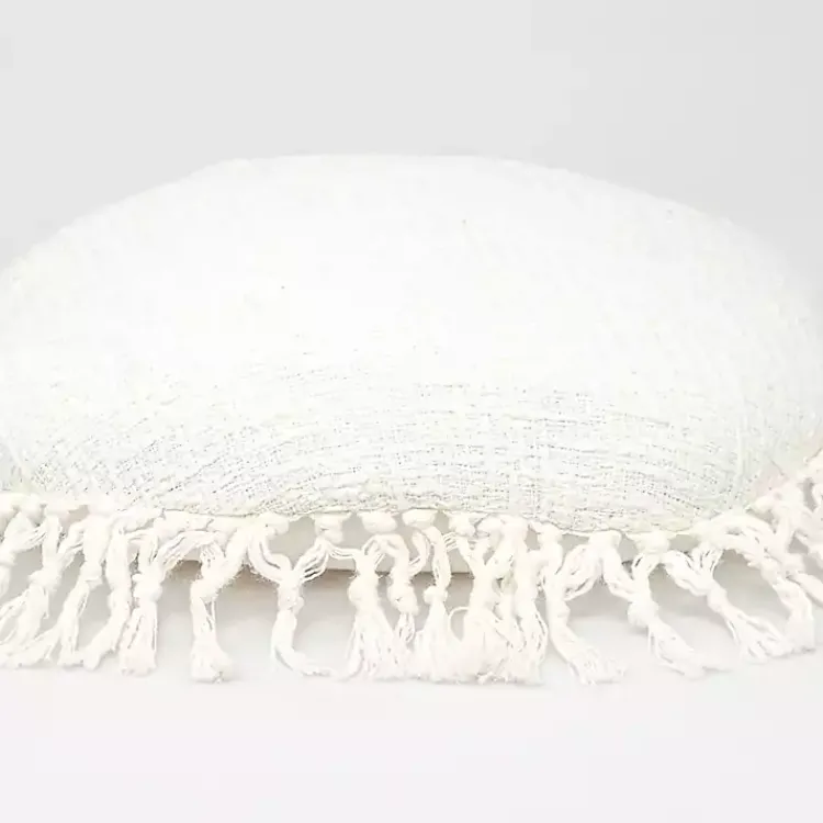 Pillows>Kirklands Home Round Tassel Pillow White