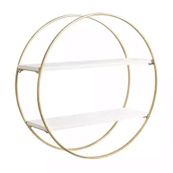 Kirklands Home Round White Wood Sequoia Wall Shelf Outlet