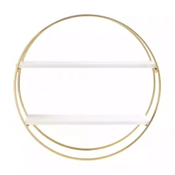 Kirklands Home Round White Wood Sequoia Wall Shelf Outlet