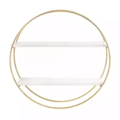 Kirklands Home Round White Wood Sequoia Wall Shelf Outlet