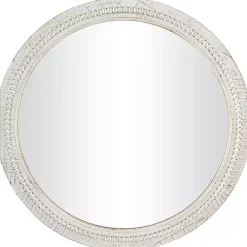 Kirklands Home Round Whitewash Beaded Wall Mirror Best