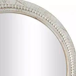 Kirklands Home Round Whitewash Beaded Wall Mirror Best