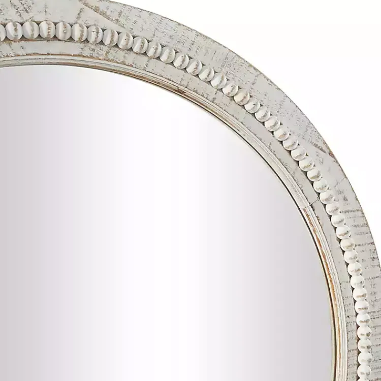 Kirklands Home Round Whitewash Beaded Wall Mirror Best
