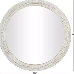 Kirklands Home Round Whitewash Beaded Wall Mirror Best