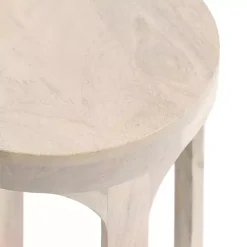 Kirklands Home Round washed Wood Dani Accent Table White Clearance