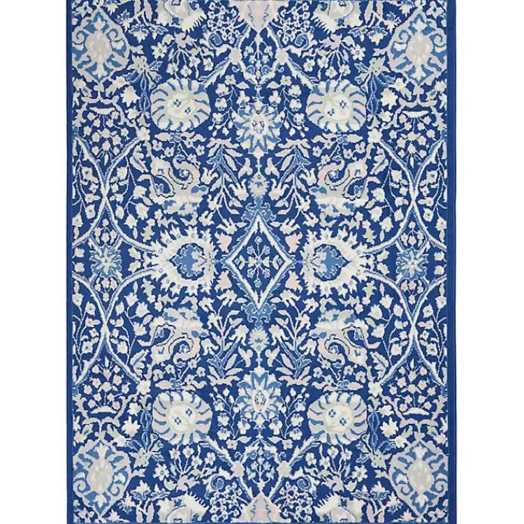 Kirklands Home Royal Blue Floral Motif Area Rug, 5x7 Outlet