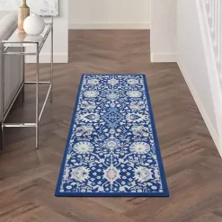 Kirklands Home Royal Floral Motif Runner Blue Discount