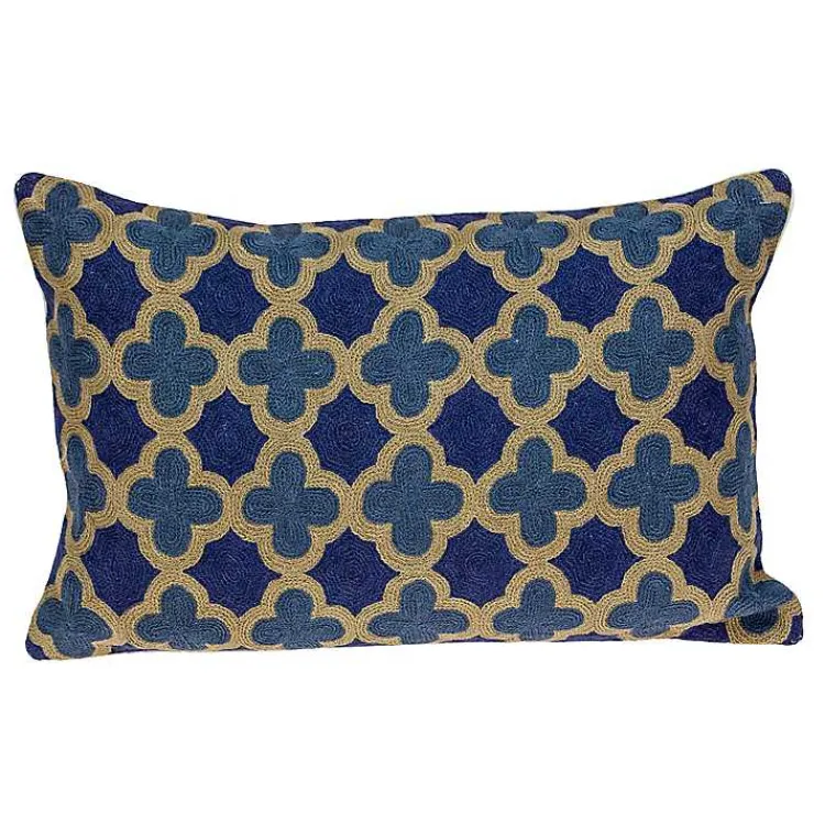 Pillows>Kirklands Home Royal Blue Quatrefoil Lumbar Throw Pillow