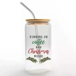 Christmas Dining & Entertaining>Kirklands Home Running on Coffee & Christmas Music Glass Tumbler
