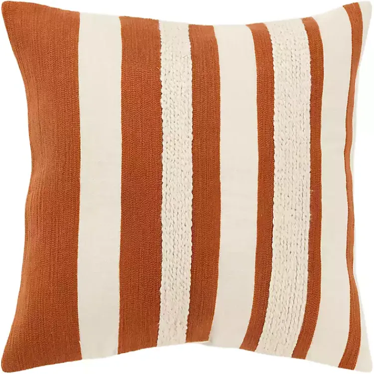 Pillows>Kirklands Home Rust and Ivory Ozzy Striped Pillow