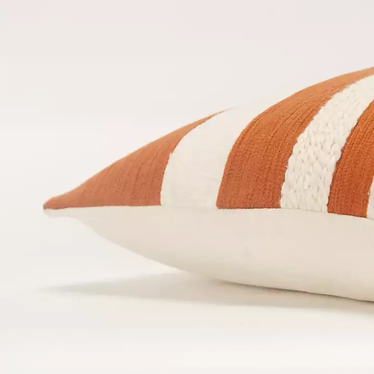 Pillows>Kirklands Home Rust and Ivory Ozzy Striped Pillow