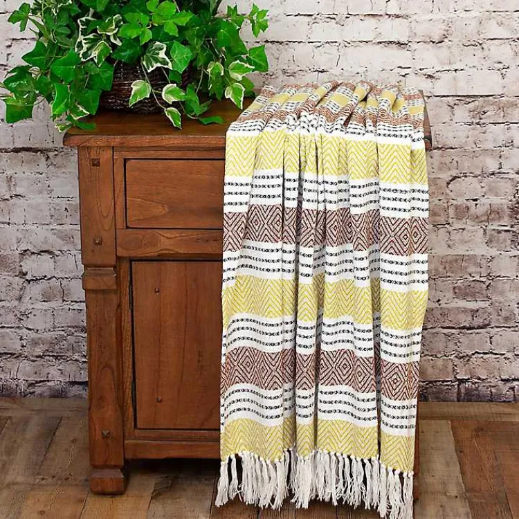 Blankets & Throws>Kirklands Home Rust and Neon Herringbone Multi Striped Throw Red