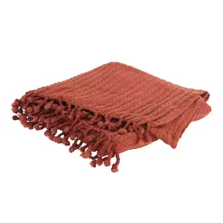 Blankets & Throws>Kirklands Home Rust Cable Knit Tassel Throw Orange
