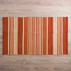 Kirklands Home Rust Chenille Striped Scatter Rug Orange Best