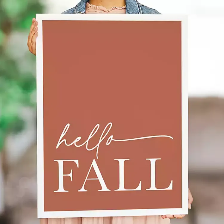 Fall>Kirklands Home Rust Hello Fall Framed Wall Plaque