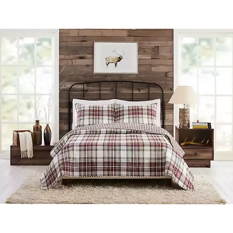 Kirklands Home Rust Plaid Camden King 3-pc. Quilt Set