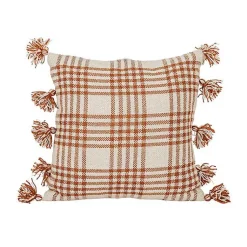 Kirklands Home Rust Plaid Tassel Indoor/Outdoor Pillow Outlet