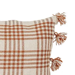 Kirklands Home Rust Plaid Tassel Indoor/Outdoor Pillow Outlet