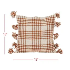 Kirklands Home Rust Plaid Tassel Indoor/Outdoor Pillow Outlet