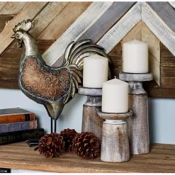 Candle Holders>Kirklands Home Rust Rustic Mango Wood 3-pc. Candle Holder Set
