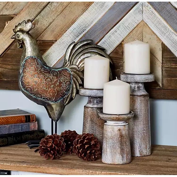 Candle Holders>Kirklands Home Rust Rustic Mango Wood 3-pc. Candle Holder Set