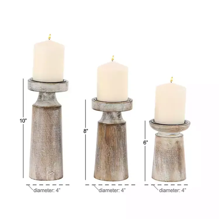 Candle Holders>Kirklands Home Rust Rustic Mango Wood 3-pc. Candle Holder Set