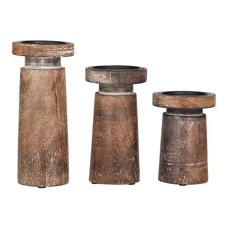 Candle Holders>Kirklands Home Rust Rustic Mango Wood 3-pc. Candle Holder Set