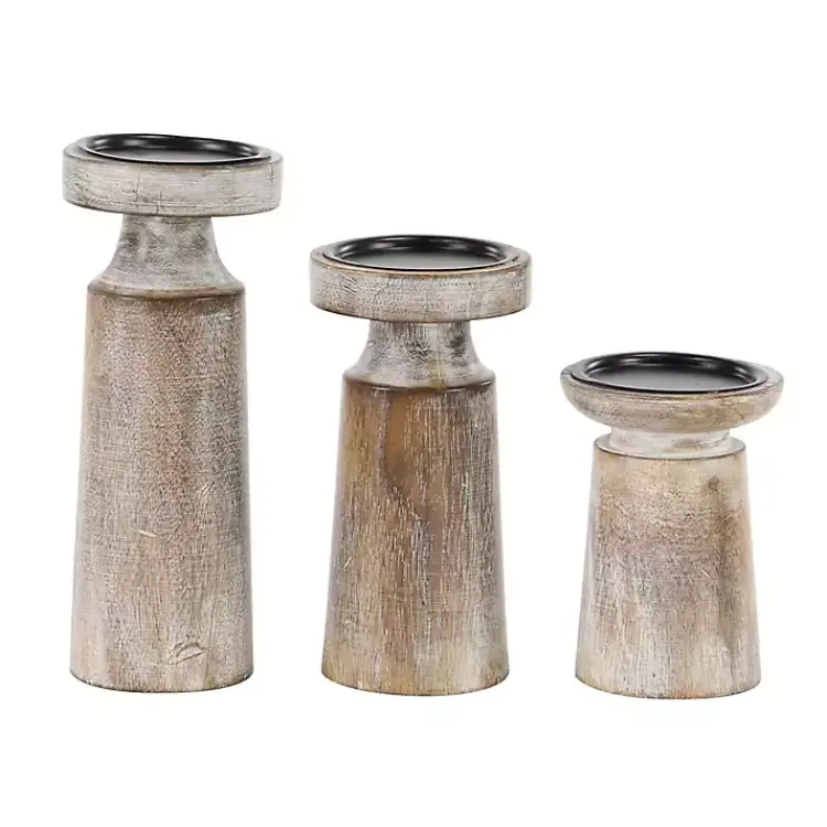 Candle Holders>Kirklands Home Rust Rustic Mango Wood 3-pc. Candle Holder Set