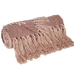 Blankets & Throws>Kirklands Home Rust Slub Striped Tassel Throw Red