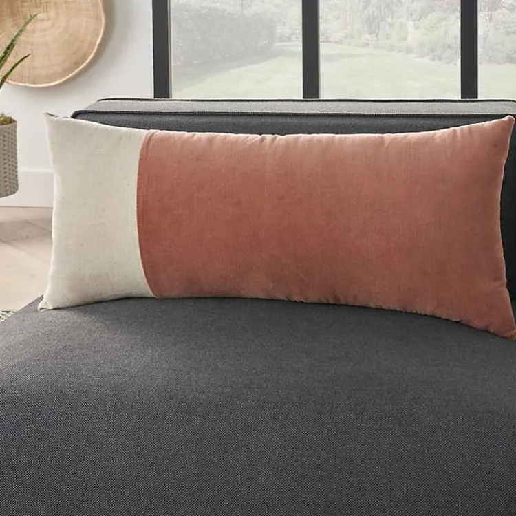 Pillows>Kirklands Home Rust Velvet Colorblock Lumbar Pillow