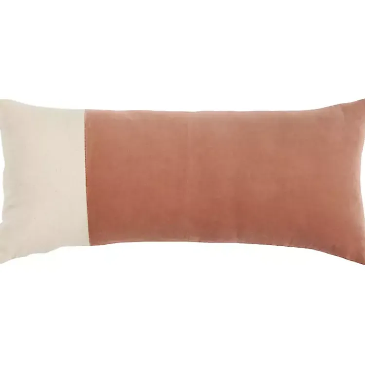 Pillows>Kirklands Home Rust Velvet Colorblock Lumbar Pillow