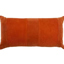 Pillows>Kirklands Home Rust Velvet Corduroy Lumbar Pillow Orange