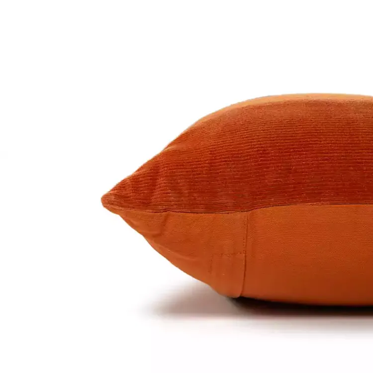 Pillows>Kirklands Home Rust Velvet Corduroy Lumbar Pillow Orange