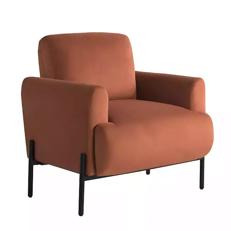 Kirklands Home Rust Velvet Upholstered Knox Accent Chair Orange Discount
