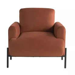 Kirklands Home Rust Velvet Upholstered Knox Accent Chair Orange Discount