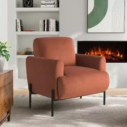 Kirklands Home Rust Velvet Upholstered Knox Accent Chair Orange Discount