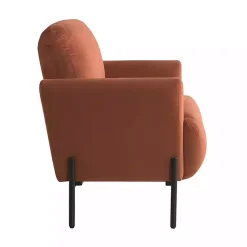 Kirklands Home Rust Velvet Upholstered Knox Accent Chair Orange Discount