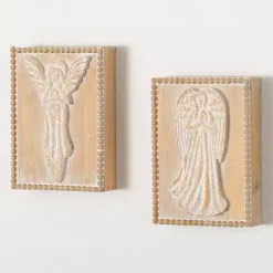 Christmas Art & Wall Decor>Kirklands Home Rustic Angels Framed Wall Plaques, Set of 2 Brown