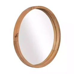 Kirklands Home Rustic Brown Acacia Round Wall Mirror Sale