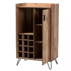 Kirklands Home Rustic Hairpin Wine Cabinet Brown Clearance