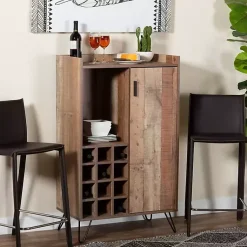 Kirklands Home Rustic Hairpin Wine Cabinet Brown Clearance