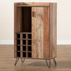 Kirklands Home Rustic Hairpin Wine Cabinet Brown Clearance