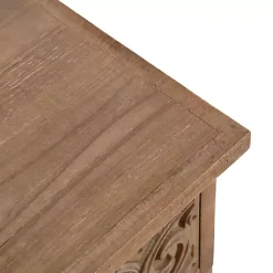 Kirklands Home Rustic Ornate Carved Wood Accent Table Brown