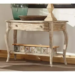 Kirklands Home Rustic Wood Curved Console Table Brown Discount